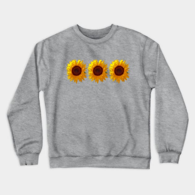 Three Sunflowers Photo Crewneck Sweatshirt by ellenhenryart